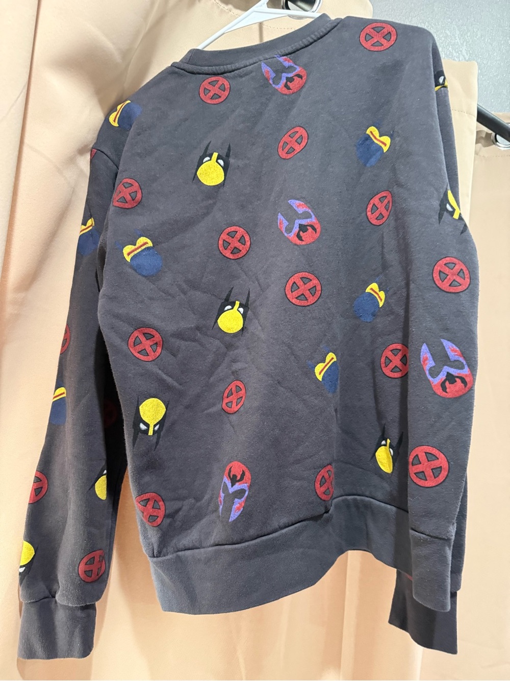 Marvel Black Crewneck Sweater with Red, Yellow and Blue Emblems